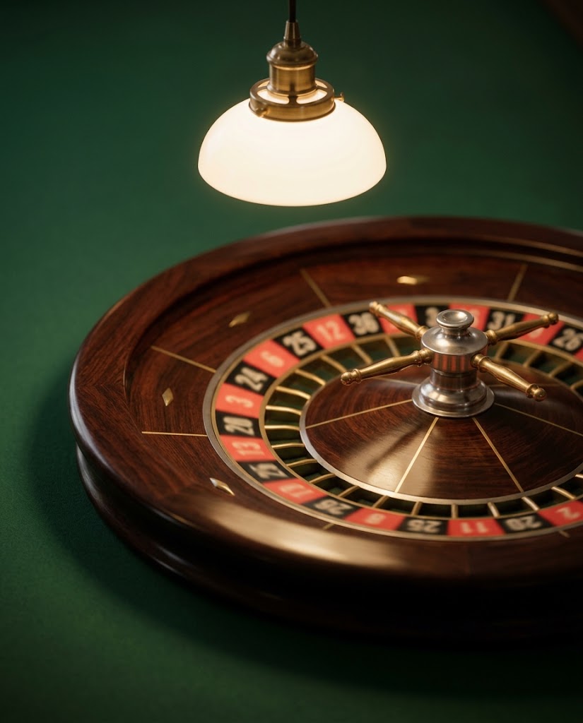 Artist's impression of a roulette wheel in close-up, with the numbers softly blurred